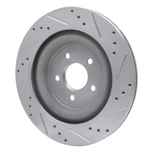 Jaguar XJ Brake Rotor (1) - Rear Left - R1 Concepts - Drilled & Slotted - Silver - `06-`15